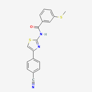 molecular formula C18H13N3OS2 B2784557 N-(4-(4-cyanophenyl)thiazol-2-yl)-3-(methylthio)benzamide CAS No. 896356-98-2