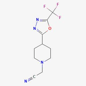 molecular formula C10H11F3N4O B2784562 2-(4-(5-(Trifluoromethyl)-1,3,4-oxadiazol-2-yl)piperidin-1-yl)acetonitrile CAS No. 1396853-83-0