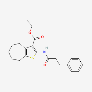 molecular formula C21H25NO3S B2784565 ethyl 2-(3-phenylpropanamido)-5,6,7,8-tetrahydro-4H-cyclohepta[b]thiophene-3-carboxylate CAS No. 477504-89-5