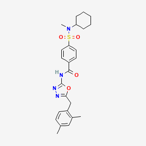 molecular formula C25H30N4O4S B2784580 4-(N-cyclohexyl-N-methylsulfamoyl)-N-(5-(2,4-dimethylbenzyl)-1,3,4-oxadiazol-2-yl)benzamide CAS No. 954599-98-5