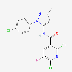 molecular formula C16H10Cl3FN4O B2784585 2,6-Dichloro-N-[2-(4-chlorophenyl)-5-methylpyrazol-3-yl]-5-fluoropyridine-3-carboxamide CAS No. 2361876-63-1