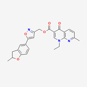 molecular formula C25H23N3O5 B2784588 (5-(2-Methyl-2,3-dihydrobenzofuran-5-yl)isoxazol-3-yl)methyl 1-ethyl-7-methyl-4-oxo-1,4-dihydro-1,8-naphthyridine-3-carboxylate CAS No. 1203314-02-6