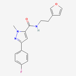 molecular formula C17H16FN3O2 B2784591 3-(4-fluorophenyl)-N-(2-(furan-3-yl)ethyl)-1-methyl-1H-pyrazole-5-carboxamide CAS No. 1428355-57-0