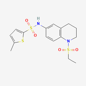 molecular formula C16H20N2O4S3 B2784602 N-(1-(ethylsulfonyl)-1,2,3,4-tetrahydroquinolin-6-yl)-5-methylthiophene-2-sulfonamide CAS No. 946284-78-2
