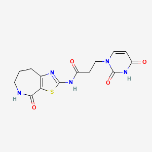 molecular formula C14H15N5O4S B2784613 3-(2,4-dioxo-3,4-dihydropyrimidin-1(2H)-yl)-N-(4-oxo-5,6,7,8-tetrahydro-4H-thiazolo[5,4-c]azepin-2-yl)propanamide CAS No. 1797366-33-6