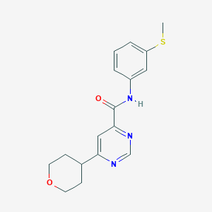 molecular formula C17H19N3O2S B2784616 N-(3-Methylsulfanylphenyl)-6-(oxan-4-yl)pyrimidine-4-carboxamide CAS No. 2415526-67-7