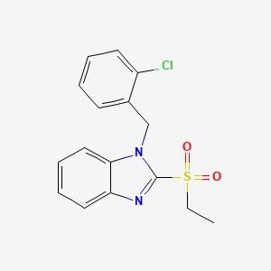 molecular formula C16H15ClN2O2S B2784618 1-[(2-Chlorophenyl)methyl]-2-ethylsulfonylbenzimidazole CAS No. 632298-93-2