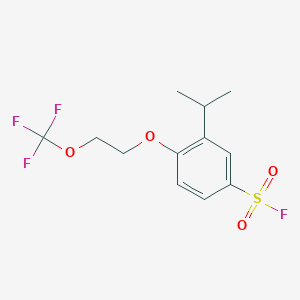 molecular formula C12H14F4O4S B2784626 3-(propan-2-yl)-4-[2-(trifluoromethoxy)ethoxy]benzene-1-sulfonyl fluoride CAS No. 2137749-74-5