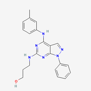molecular formula C21H22N6O B2784630 3-({4-[(3-methylphenyl)amino]-1-phenyl-1H-pyrazolo[3,4-d]pyrimidin-6-yl}amino)propan-1-ol CAS No. 946265-45-8