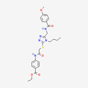 molecular formula C26H31N5O5S B2784632 乙酸-4-[[2-[[4-丁基-5-[(4-甲氧基苯甲酰)氨基]甲基]-1,2,4-噁二唑-3-基]硫代基]乙酰氨基]苯甲酸酯 CAS No. 476449-45-3