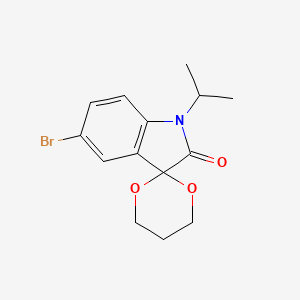 molecular formula C14H16BrNO3 B2784634 11-Bromo-7-(methylethyl)spiro[1,3-dioxane-2,3'-indoline]-8-one CAS No. 883636-25-7
