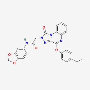 molecular formula C27H23N5O5 B2784648 N-1,3-苯并二氧杂环戊烷-5-基-2-[4-(4-异丙基苯氧基)-1-氧代[1,2,4]噁二唑并[4,3-a]喹啉-2(1H)-基]乙酰胺 CAS No. 1215508-08-9
