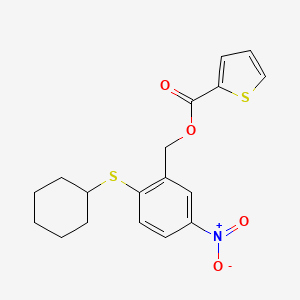 molecular formula C18H19NO4S2 B2784650 2-(Cyclohexylsulfanyl)-5-nitrobenzyl 2-thiophenecarboxylate CAS No. 329079-11-0
