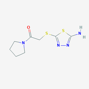 molecular formula C8H12N4OS2 B2784665 5-[(2-Oxo-2-pyrrolidin-1-ylethyl)thio]-1,3,4-thiadiazol-2-amine CAS No. 401577-30-8