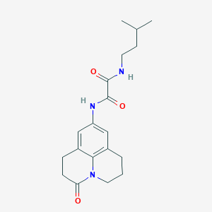 molecular formula C19H25N3O3 B2784671 N1-isopentyl-N2-(3-oxo-1,2,3,5,6,7-hexahydropyrido[3,2,1-ij]quinolin-9-yl)oxalamide CAS No. 898455-83-9