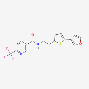 molecular formula C17H13F3N2O2S B2784680 N-(2-(5-(呋喃-3-基)噻吩-2-基)乙基)-6-(三氟甲基)烟酰胺 CAS No. 2034596-51-3