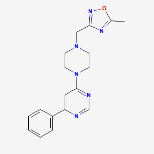molecular formula C18H20N6O B2784692 5-Methyl-3-[[4-(6-phenylpyrimidin-4-yl)piperazin-1-yl]methyl]-1,2,4-oxadiazole CAS No. 2380088-57-1