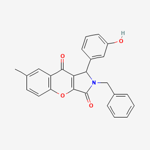 molecular formula C25H19NO4 B2784698 2-Benzyl-1-(3-hydroxyphenyl)-7-methyl-1,2-dihydrochromeno[2,3-c]pyrrole-3,9-dione CAS No. 868143-71-9