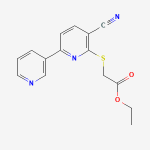 molecular formula C15H13N3O2S B2784706 Ethyl 2-(3-cyano-6-pyridin-3-ylpyridin-2-yl)sulfanylacetate CAS No. 118948-02-0