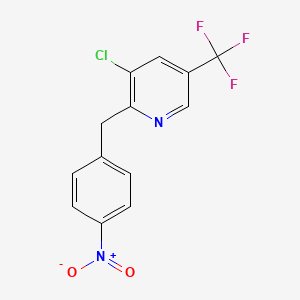 molecular formula C13H8ClF3N2O2 B2784712 3-Chloro-2-[(4-nitrophenyl)methyl]-5-(trifluoromethyl)pyridine CAS No. 213994-04-8