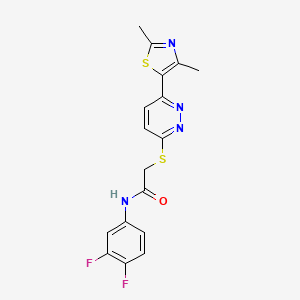 molecular formula C17H14F2N4OS2 B2784713 N-(3,4-difluorophenyl)-2-((6-(2,4-dimethylthiazol-5-yl)pyridazin-3-yl)thio)acetamide CAS No. 894009-88-2