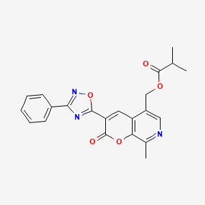 molecular formula C22H19N3O5 B2784715 (8-methyl-2-oxo-3-(3-phenyl-1,2,4-oxadiazol-5-yl)-2H-pyrano[2,3-c]pyridin-5-yl)methyl isobutyrate CAS No. 1207647-28-6