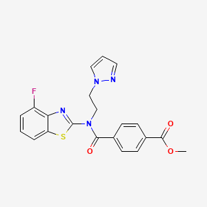 molecular formula C21H17FN4O3S B2784719 methyl 4-((2-(1H-pyrazol-1-yl)ethyl)(4-fluorobenzo[d]thiazol-2-yl)carbamoyl)benzoate CAS No. 1170652-81-9