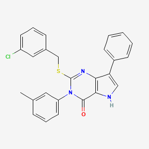 molecular formula C26H20ClN3OS B2784722 2-((3-chlorobenzyl)thio)-7-phenyl-3-(m-tolyl)-3H-pyrrolo[3,2-d]pyrimidin-4(5H)-one CAS No. 2034574-13-3