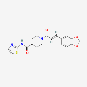 molecular formula C19H19N3O4S B2784724 (E)-1-(3-(benzo[d][1,3]dioxol-5-yl)acryloyl)-N-(thiazol-2-yl)piperidine-4-carboxamide CAS No. 1207061-76-4