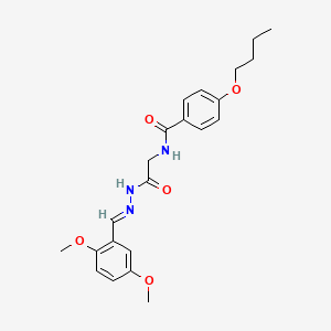 (E)-4-butoxy-N-(2-(2-(2,5-dimethoxybenzylidene)hydrazinyl)-2-oxoethyl)benzamide