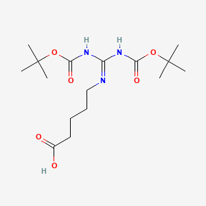 molecular formula C16H29N3O6 B2784728 5-[Bis[(2-methylpropan-2-yl)oxycarbonylamino]methylideneamino]pentanoic acid CAS No. 212567-95-8