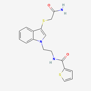 molecular formula C17H17N3O2S2 B2784730 N-[2-[3-(2-amino-2-oxoethyl)sulfanylindol-1-yl]ethyl]thiophene-2-carboxamide CAS No. 851715-23-6