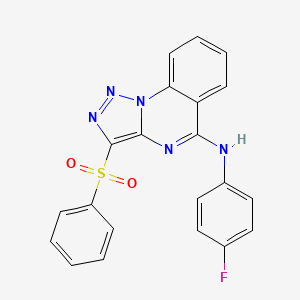 molecular formula C21H14FN5O2S B2784731 N-(4-fluorophenyl)-3-(phenylsulfonyl)[1,2,3]triazolo[1,5-a]quinazolin-5-amine CAS No. 904575-95-7