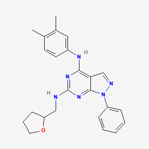 molecular formula C24H26N6O B2784735 N~4~-(3,4-dimethylphenyl)-1-phenyl-N~6~-(tetrahydrofuran-2-ylmethyl)-1H-pyrazolo[3,4-d]pyrimidine-4,6-diamine CAS No. 946295-72-3