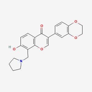 molecular formula C22H21NO5 B2784739 3-(2,3-dihydrobenzo[b][1,4]dioxin-6-yl)-7-hydroxy-8-(pyrrolidin-1-ylmethyl)-4H-chromen-4-one CAS No. 637751-80-5