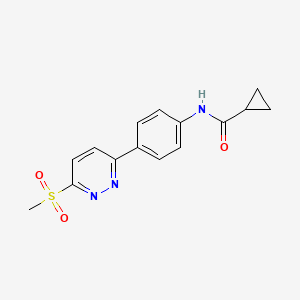 molecular formula C15H15N3O3S B2784763 N-(4-(6-(methylsulfonyl)pyridazin-3-yl)phenyl)cyclopropanecarboxamide CAS No. 941942-83-2