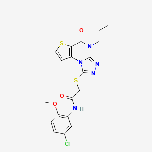 molecular formula C20H20ClN5O3S2 B2784765 2-((4-butyl-5-oxo-4,5-dihydrothieno[2,3-e][1,2,4]triazolo[4,3-a]pyrimidin-1-yl)thio)-N-(5-chloro-2-methoxyphenyl)acetamide CAS No. 1185006-98-7