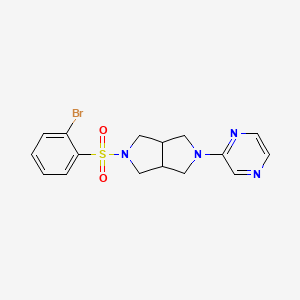 molecular formula C16H17BrN4O2S B2784766 5-(2-Bromophenyl)sulfonyl-2-pyrazin-2-yl-1,3,3a,4,6,6a-hexahydropyrrolo[3,4-c]pyrrole CAS No. 2415503-73-8