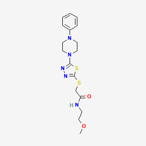 molecular formula C17H23N5O2S2 B2784769 N-(2-methoxyethyl)-2-((5-(4-phenylpiperazin-1-yl)-1,3,4-thiadiazol-2-yl)thio)acetamide CAS No. 1105226-25-2