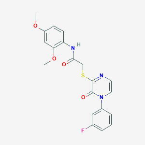 molecular formula C20H18FN3O4S B2784770 N-(2,4-二甲氧基苯基)-2-((4-(3-氟苯基)-3-酮-3,4-二氢吡嗪-2-基)硫)乙酰胺 CAS No. 899998-61-9