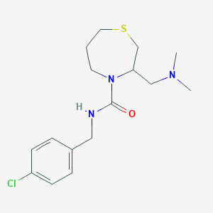 molecular formula C16H24ClN3OS B2784772 N-(4-chlorobenzyl)-3-((dimethylamino)methyl)-1,4-thiazepane-4-carboxamide CAS No. 1448072-63-6