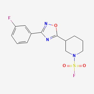 molecular formula C13H13F2N3O3S B2784775 3-[3-(3-Fluorophenyl)-1,2,4-oxadiazol-5-yl]piperidine-1-sulfonyl fluoride CAS No. 2411217-25-7