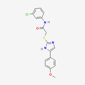 molecular formula C18H16ClN3O2S B2784776 N-(3-chlorophenyl)-2-((5-(4-methoxyphenyl)-1H-imidazol-2-yl)thio)acetamide CAS No. 941905-90-4