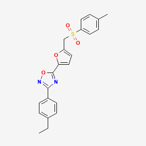 molecular formula C22H20N2O4S B2784778 3-(4-乙基苯基)-5-(5-(对甲苯磺酰甲基)呋喃-2-基)-1,2,4-噁二唑 CAS No. 1251596-36-7