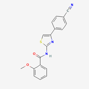 molecular formula C18H13N3O2S B2784783 N-(4-(4-cyanophenyl)thiazol-2-yl)-2-methoxybenzamide CAS No. 324758-59-0