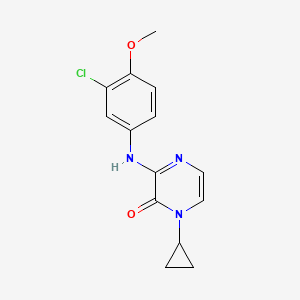 molecular formula C14H14ClN3O2 B2784786 3-((3-chloro-4-methoxyphenyl)amino)-1-cyclopropylpyrazin-2(1H)-one CAS No. 2320575-84-4