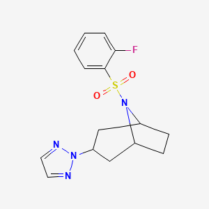 molecular formula C15H17FN4O2S B2784787 (1R,5S)-8-((2-fluorophenyl)sulfonyl)-3-(2H-1,2,3-triazol-2-yl)-8-azabicyclo[3.2.1]octane CAS No. 2108363-35-3