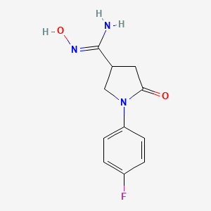 molecular formula C11H12FN3O2 B2784792 1-(4-氟苯基)-N'-羟基-5-氧代吡咯啉-3-甲酰胺 CAS No. 1292229-98-1