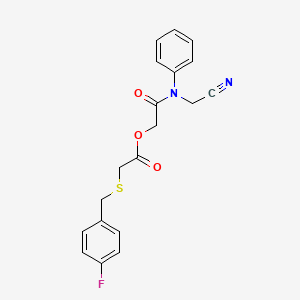 molecular formula C19H17FN2O3S B2784795 [(Cyanomethyl)(phenyl)carbamoyl]methyl 2-{[(4-fluorophenyl)methyl]sulfanyl}acetate CAS No. 1096074-76-8