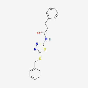 molecular formula C18H17N3OS2 B2784796 N-[5-(benzylsulfanyl)-1,3,4-thiadiazol-2-yl]-3-phenylpropanamide CAS No. 433695-57-9